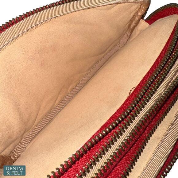 Gucci GG Marmont Mini Red Leather Triple Zip Crossbody Chain Bag/Purse Authentic - Picture 13 of 16